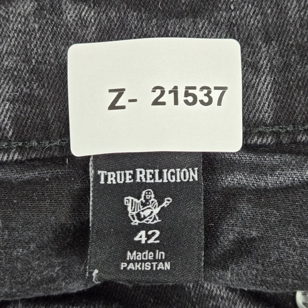True Religion Men Jeans 42 Black Denim Ricky Straight 28